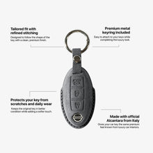 Alcantara Car Key Fob Cover for Nissan Model B with Buckle - Space Grey