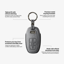 Alcantara Car Key Fob Cover for Audi Model C with Buckle - Space Grey