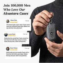 Alcantara Car Key Fob Cover for BMW Model A with Buckle - Space Grey