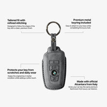 Alcantara Car Key Fob Cover for BMW Model A with Buckle - Space Grey