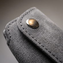 Alcantara Car Key Fob Cover for BMW Model A with Buckle - Space Grey
