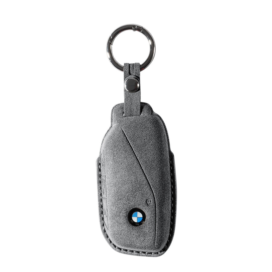 Alcantara Car Key Fob Cover for BMW | Model D with Buckle - Space Grey