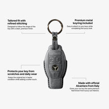 Alcantara Car Key Fob Cover for Mercedes -Benz Model B with Buckle - Space Grey