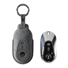 Alcantara Car Key Fob Cover for Mercedes-Benz | Model C with Buckle - Space Grey