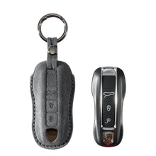 Alcantara Car Key Fob Cover for Porsche | Model B with Buckle - Space Grey