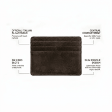 Alcantara Card Wallet - Chocolate Brown