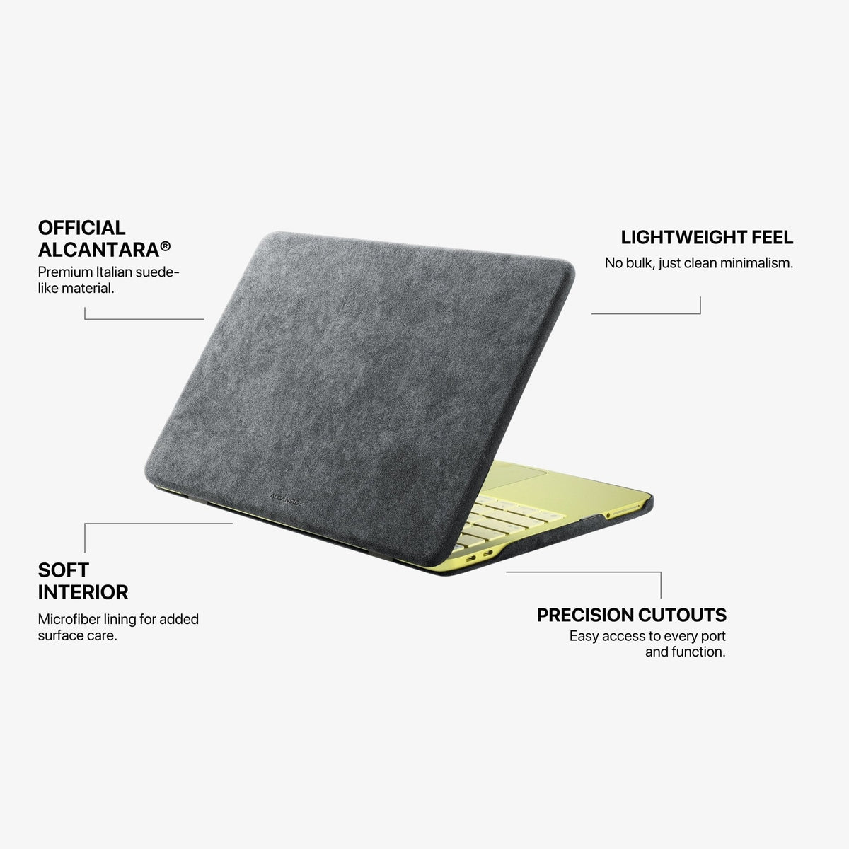 Alcantara MacBook Neo Cover – For 13 inch (2026) – Nardo Gray