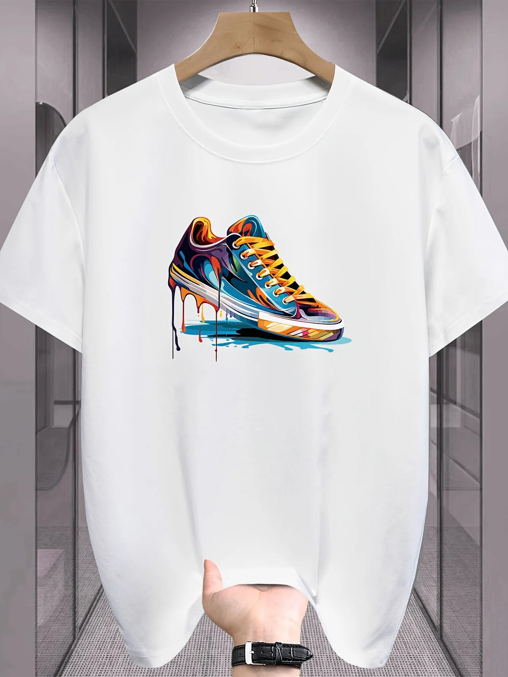 Summer Best Selling Men'S 100% Cotton T Shirt Loose Fit Casual round Neck Short Sleeved T Shirt with Printed Pattern