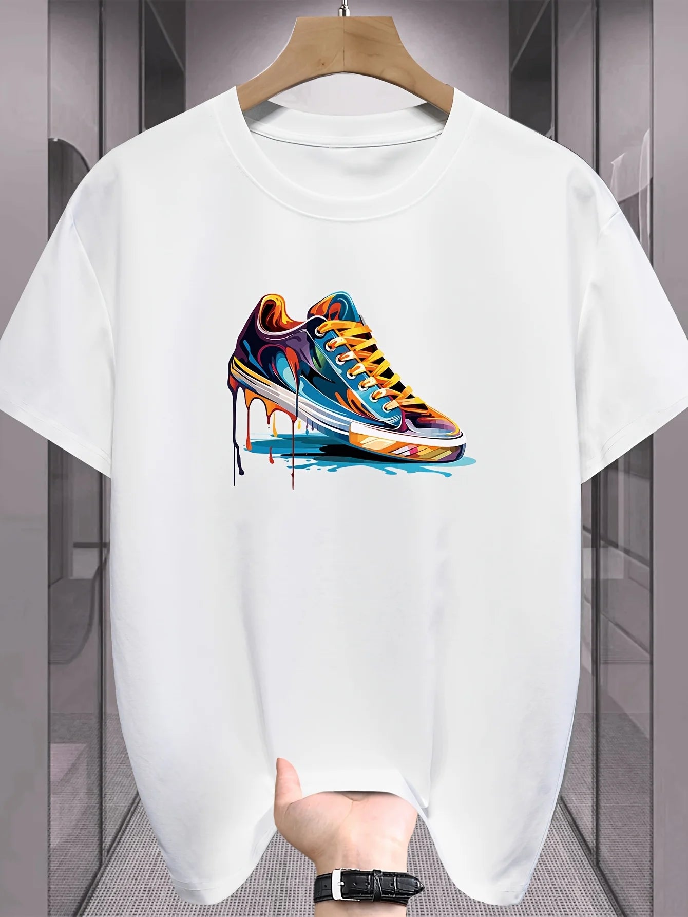 Summer Best Selling Men'S 100% Cotton T Shirt Loose Fit Casual round Neck Short Sleeved T Shirt with Printed Pattern