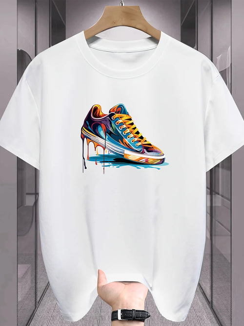 Summer Best Selling Men'S 100% Cotton T Shirt Loose Fit Casual round Neck Short Sleeved T Shirt with Printed Pattern