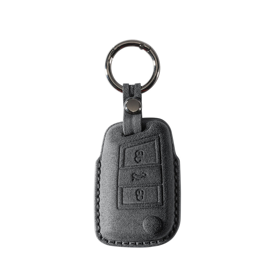 Alcantara Car Key Fob Cover for Volkswagen | Model F with Buckle - Space Grey